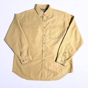 Columbia GRT Mens Large Mustard Yellow Textured Grid Button Down Shirt L/S L
